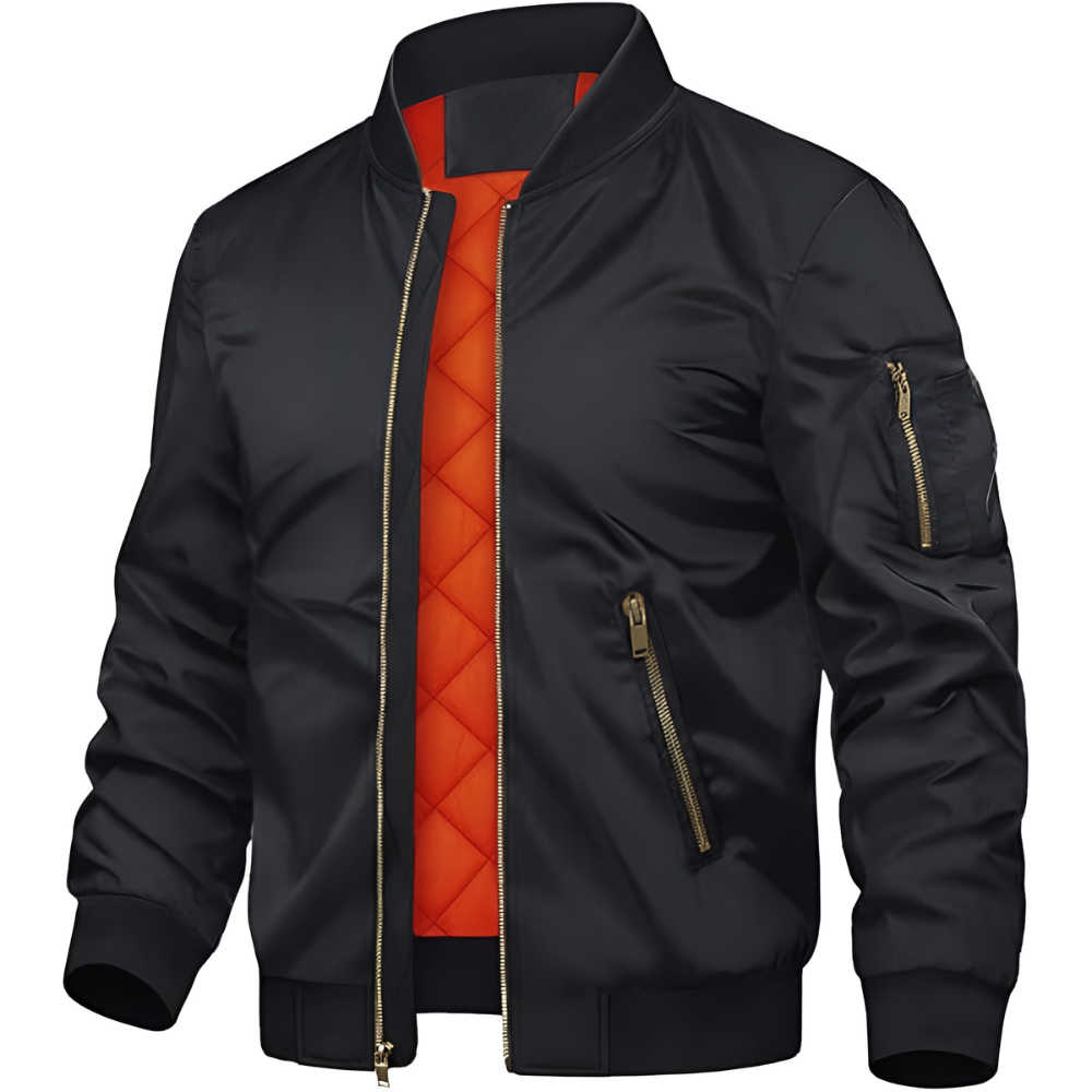 Full Zip Lightweight Bomber Jacket For Men