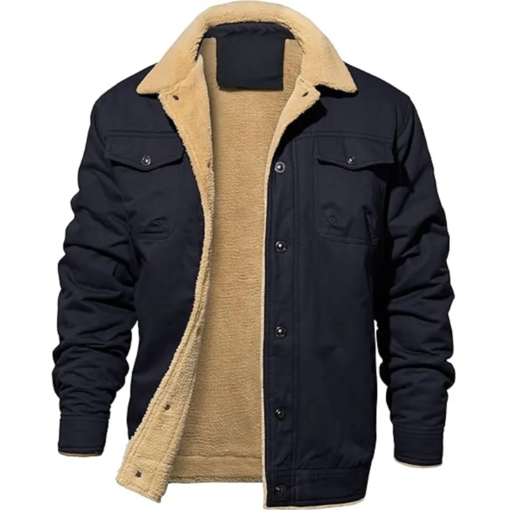 Thick Fleece Lined Utility Jacket For Men