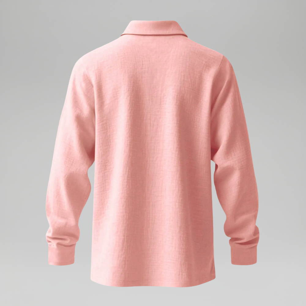 Lightweight Loose Fit Half Placket Long Sleeve Polo Shirt For Men