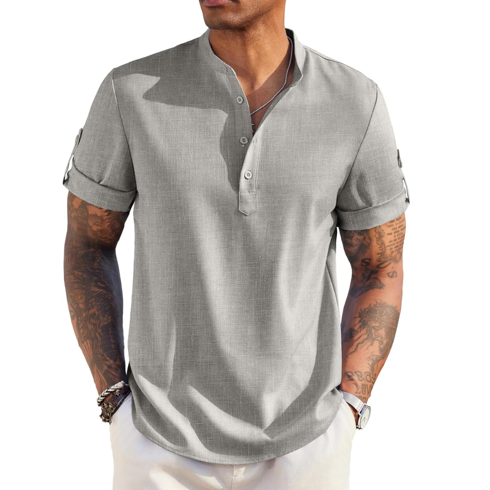 Casual Linen Henley Beach Hippie Summer Shirt