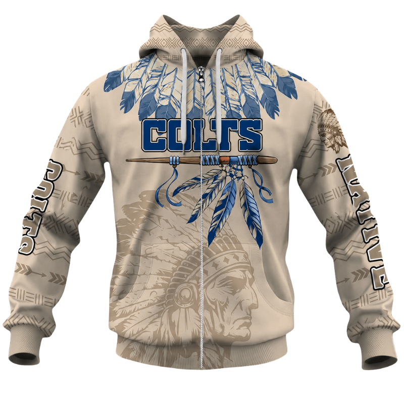 Personalized Indianapolis Colts Football Inspired Zipper Hoodie