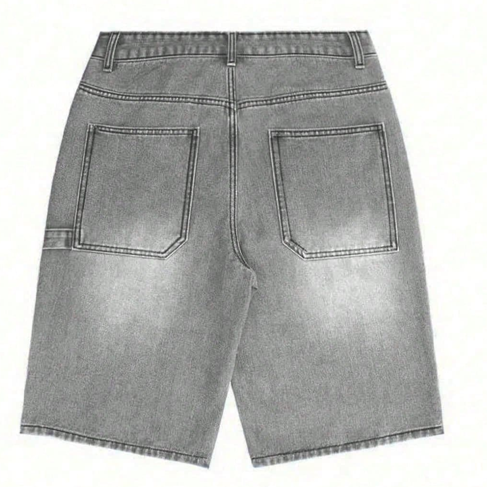 Loose Wide Denim Bermuda Shorts For Men