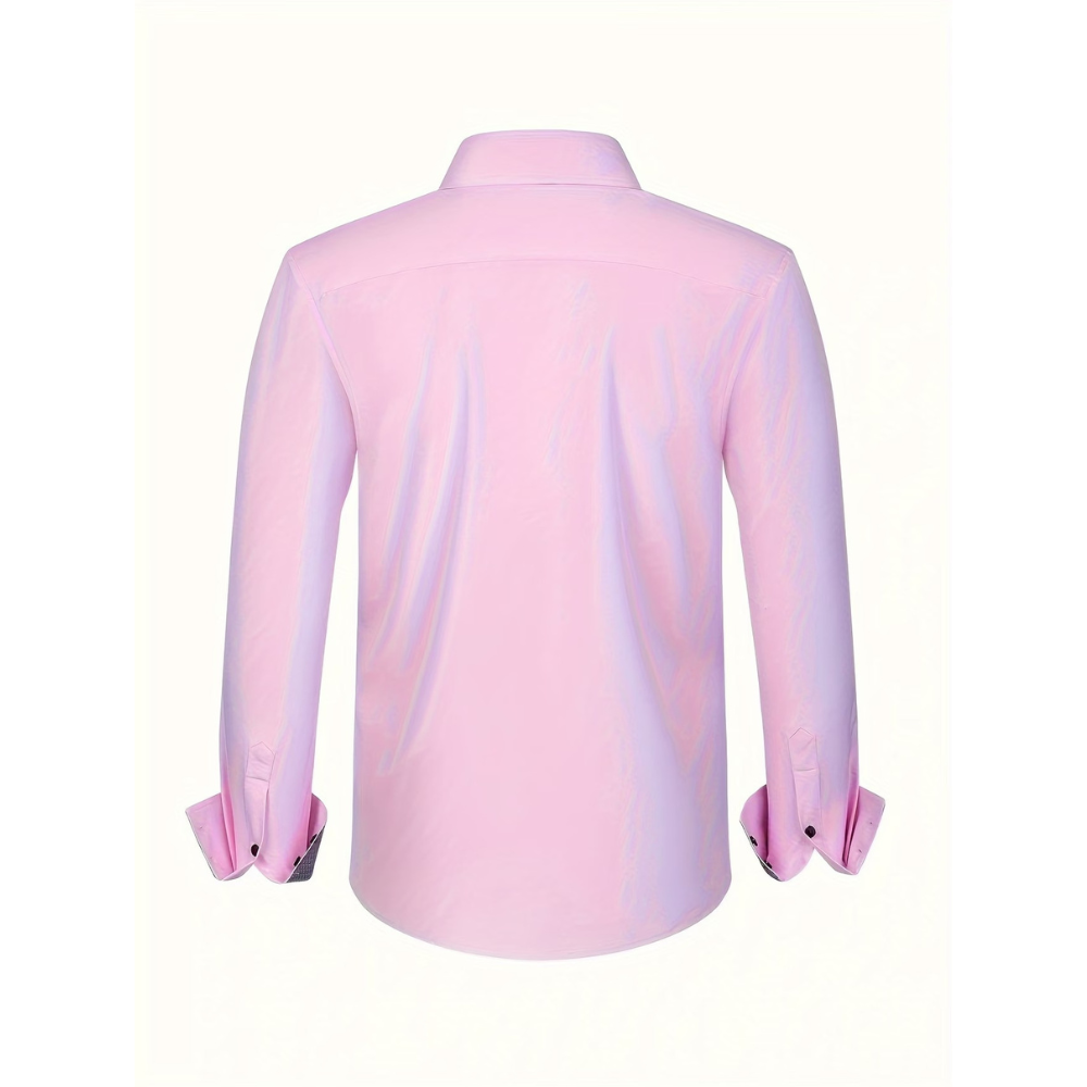 Contrast Trim Long Sleeve Button Down Shirt