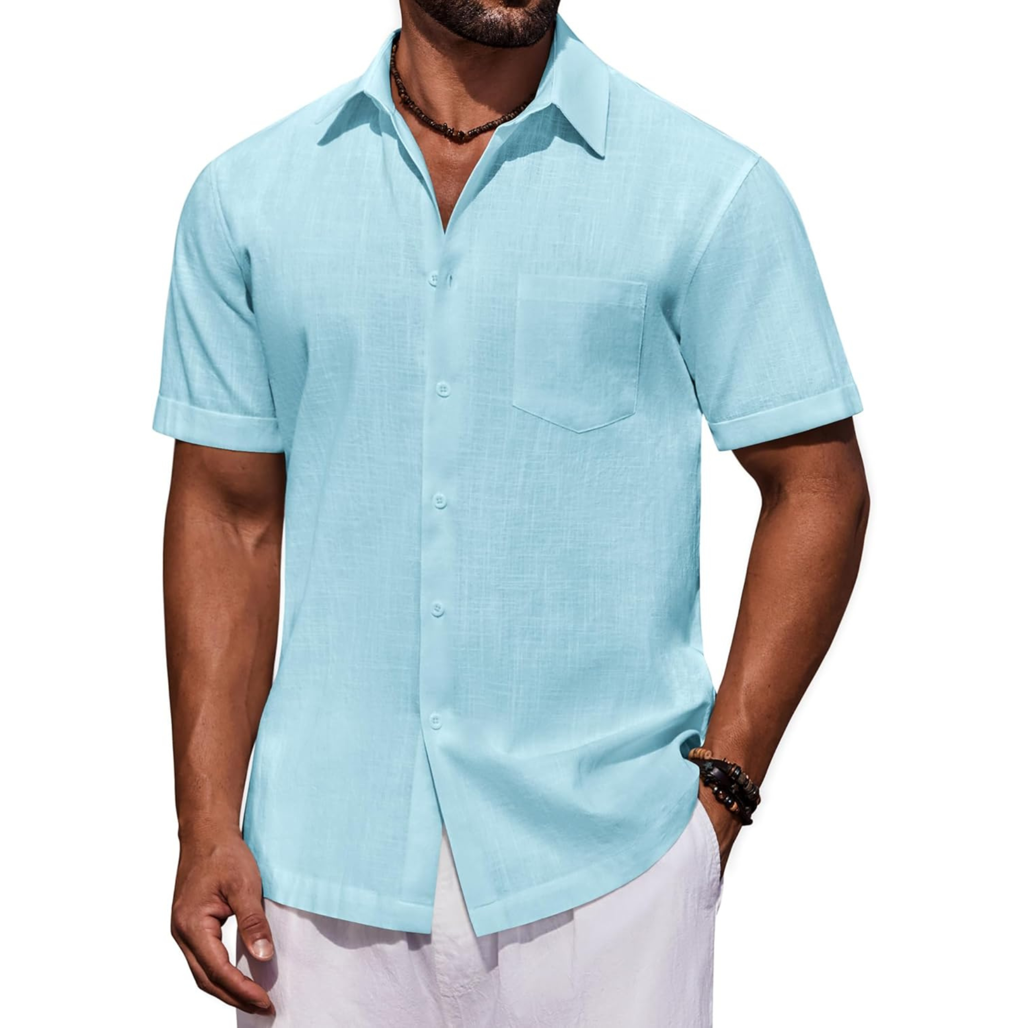 Casual Cotton Linen Summer Beach Button Shirts