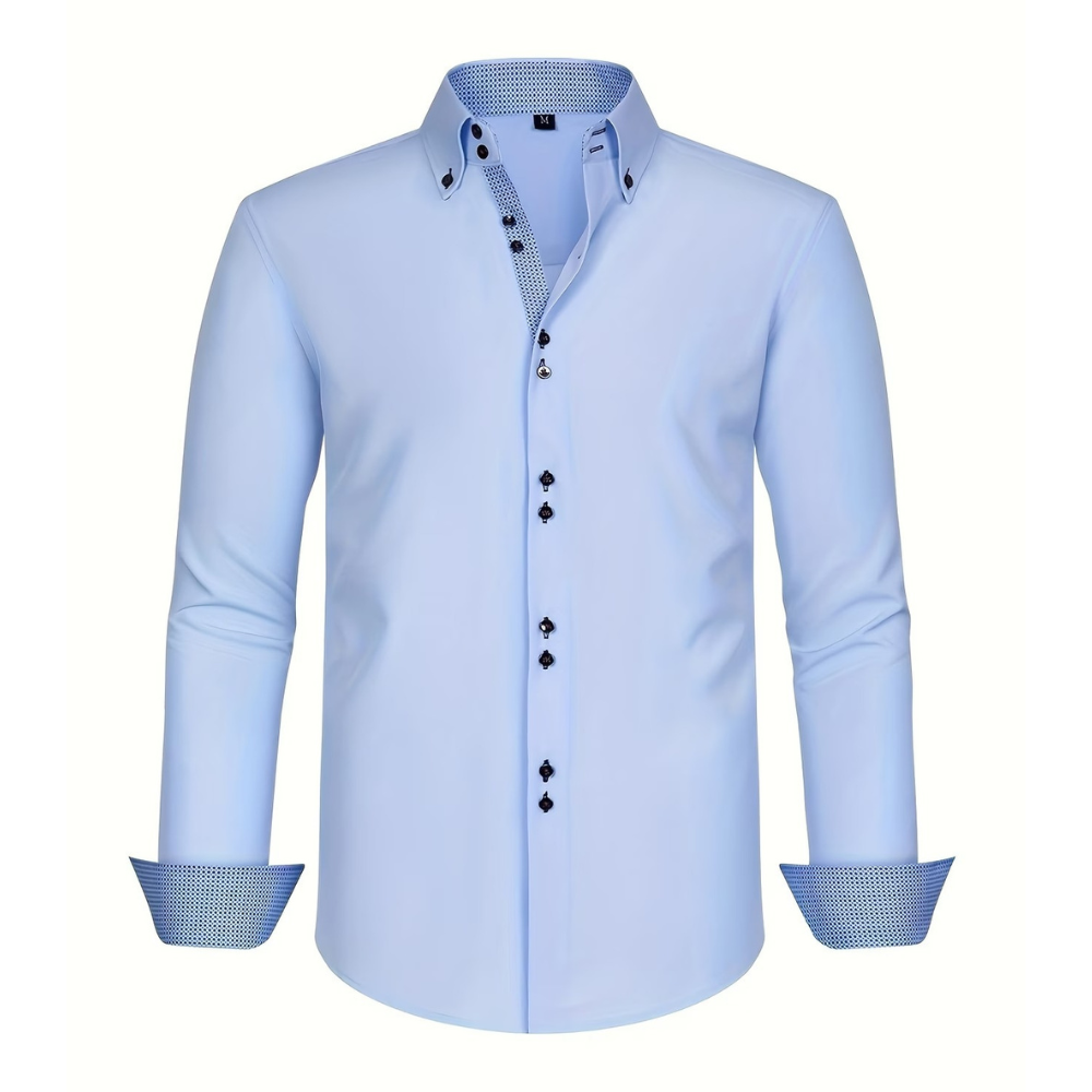 Contrast Trim Long Sleeve Button Down Shirt