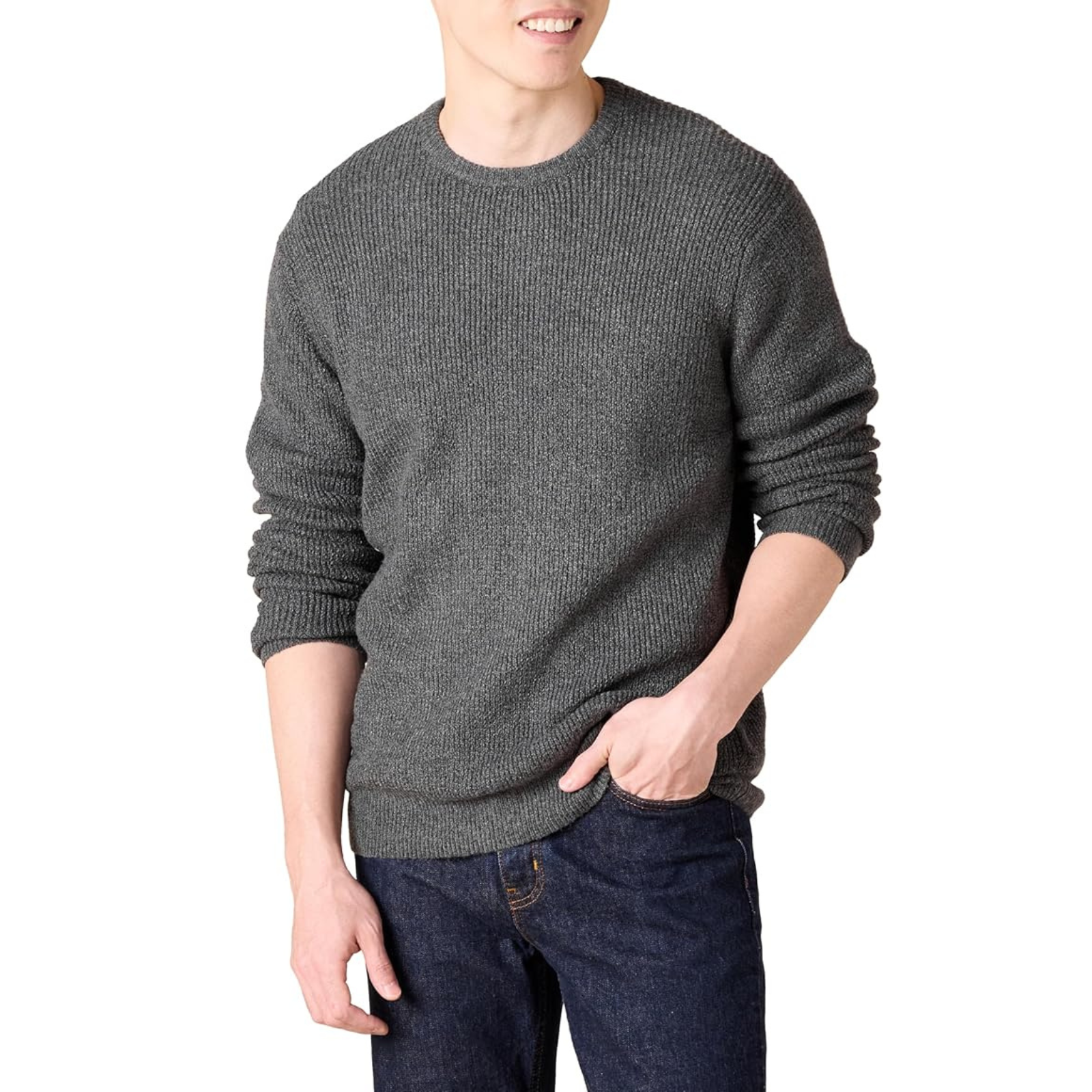 Casual Waffle Texture Long Sleeve Pullover Sweater For Men