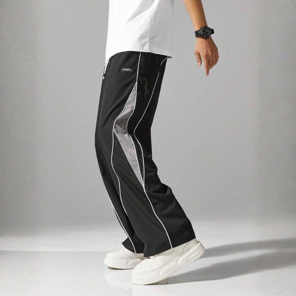 Street Style Sweatpants With Side Stripes Design And Drawstring For Men