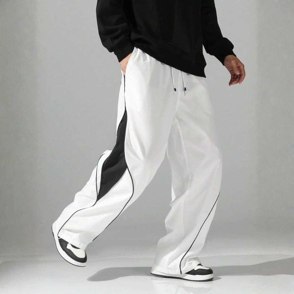 Street Style Sweatpants With Side Stripes Design And Drawstring For Men