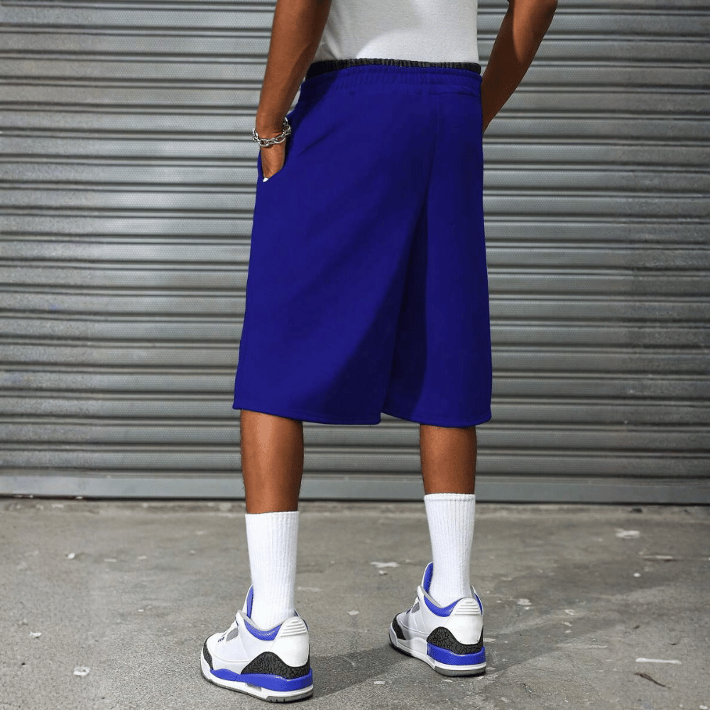 2 In 1 Waistband Patchwork Embroidered Loose Fit Basketball Shorts For Men