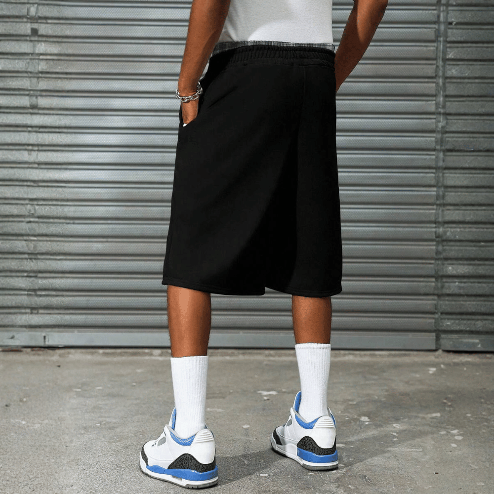 2 In 1 Waistband Patchwork Embroidered Loose Fit Basketball Shorts For Men