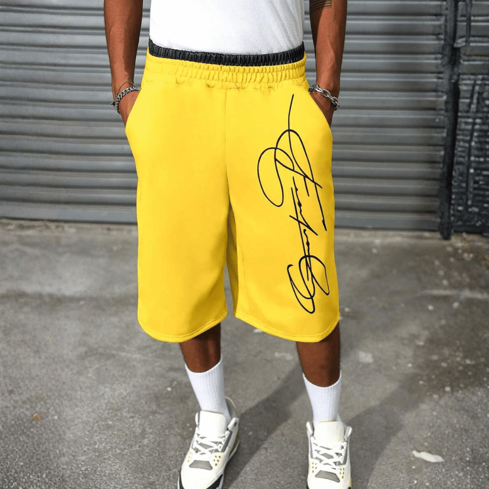 2 In 1 Waistband Patchwork Embroidered Loose Fit Basketball Shorts For Men