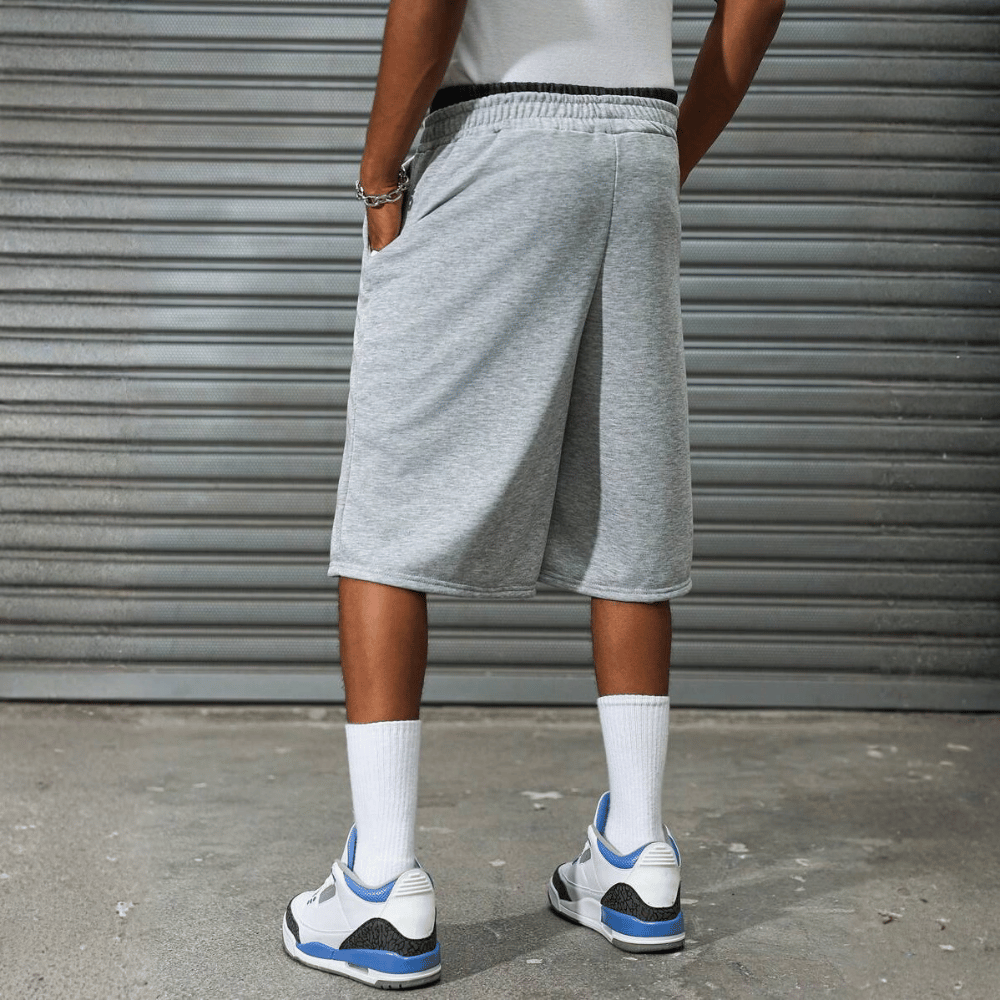 2 In 1 Waistband Patchwork Embroidered Loose Fit Basketball Shorts For Men