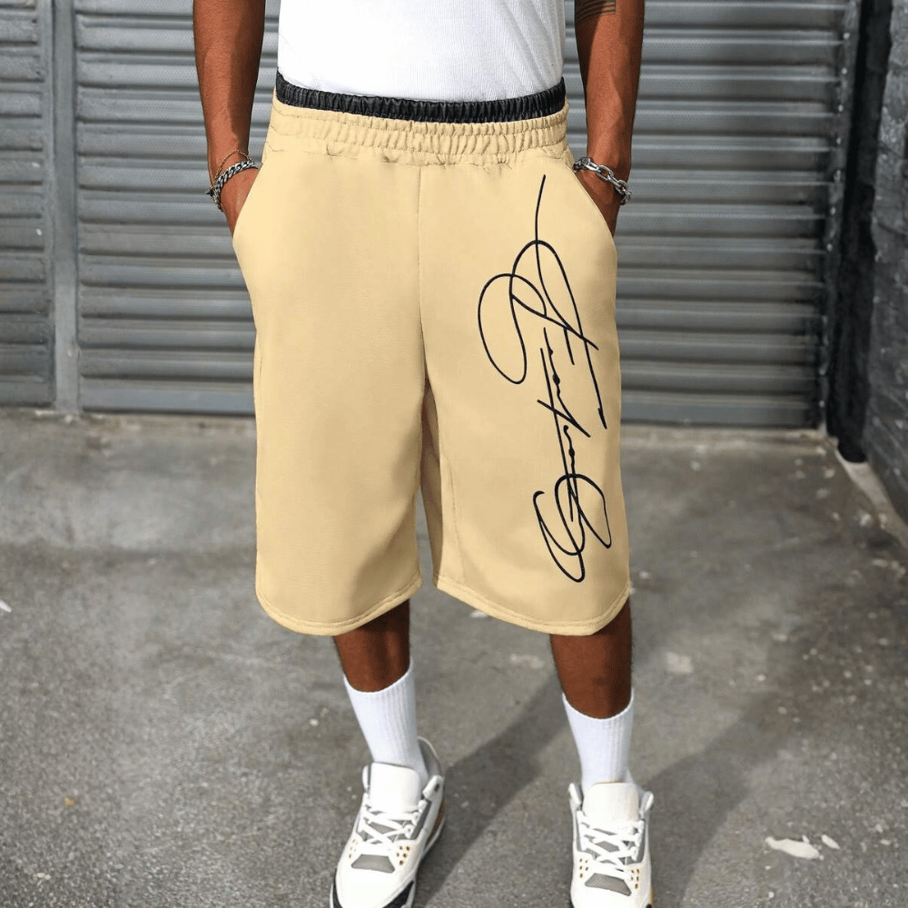 2 In 1 Waistband Patchwork Embroidered Loose Fit Basketball Shorts For Men