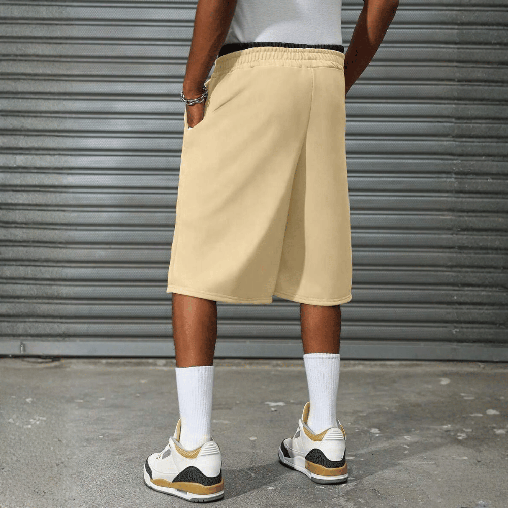 2 In 1 Waistband Patchwork Embroidered Loose Fit Basketball Shorts For Men
