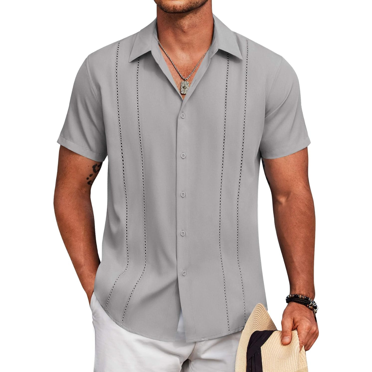 Summer Beach Guayabera Button Down Shirt