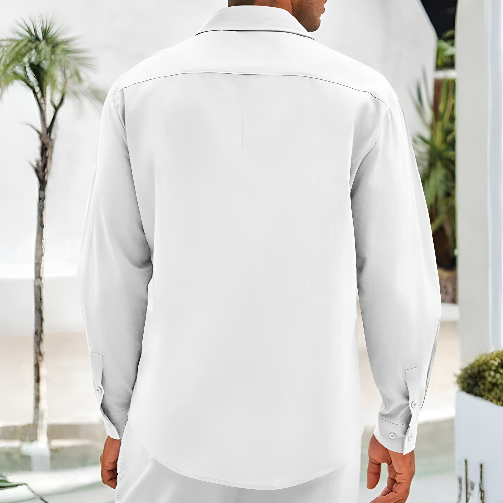 Cuban Guayabera Shirt With Long Sleeve And Button Down Style For Men