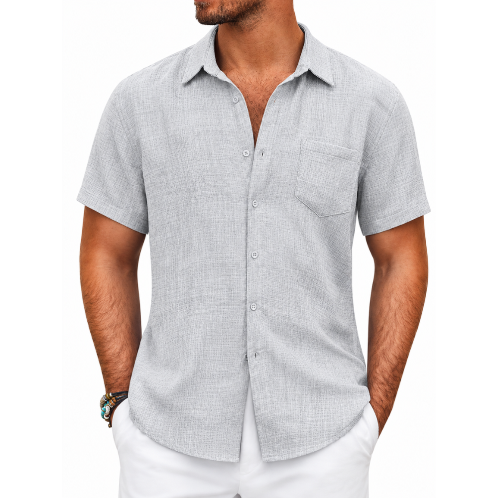 Button Down Short Sleeve Textured Shirt For Men