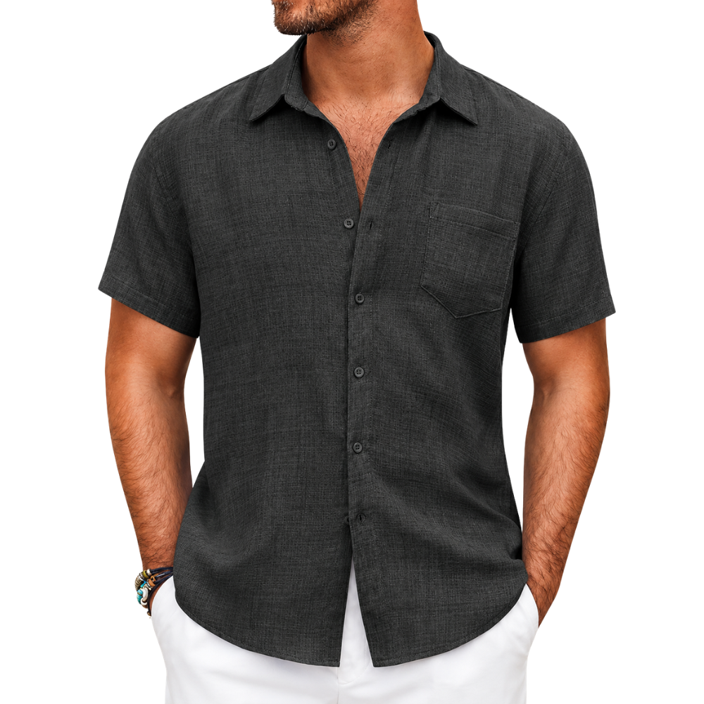 Button Down Short Sleeve Textured Shirt For Men