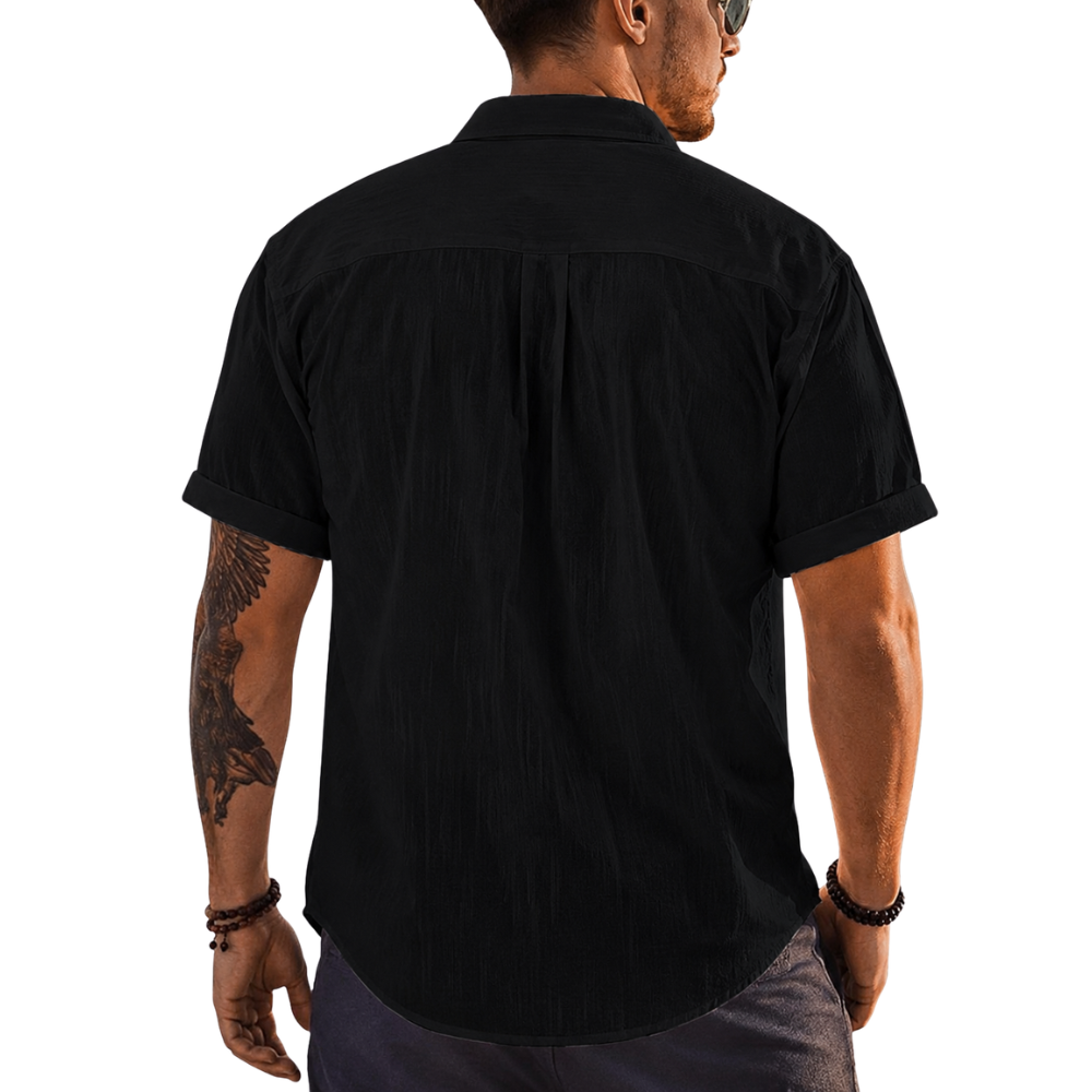 Short Sleeve Button Up Summer Shirt With Pocket For Men
