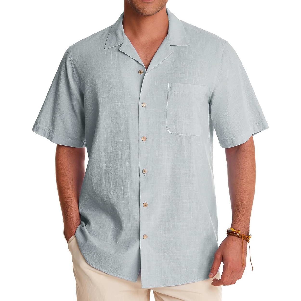 Casual Short Sleeve Hawaiian Button Down Shirt For Men