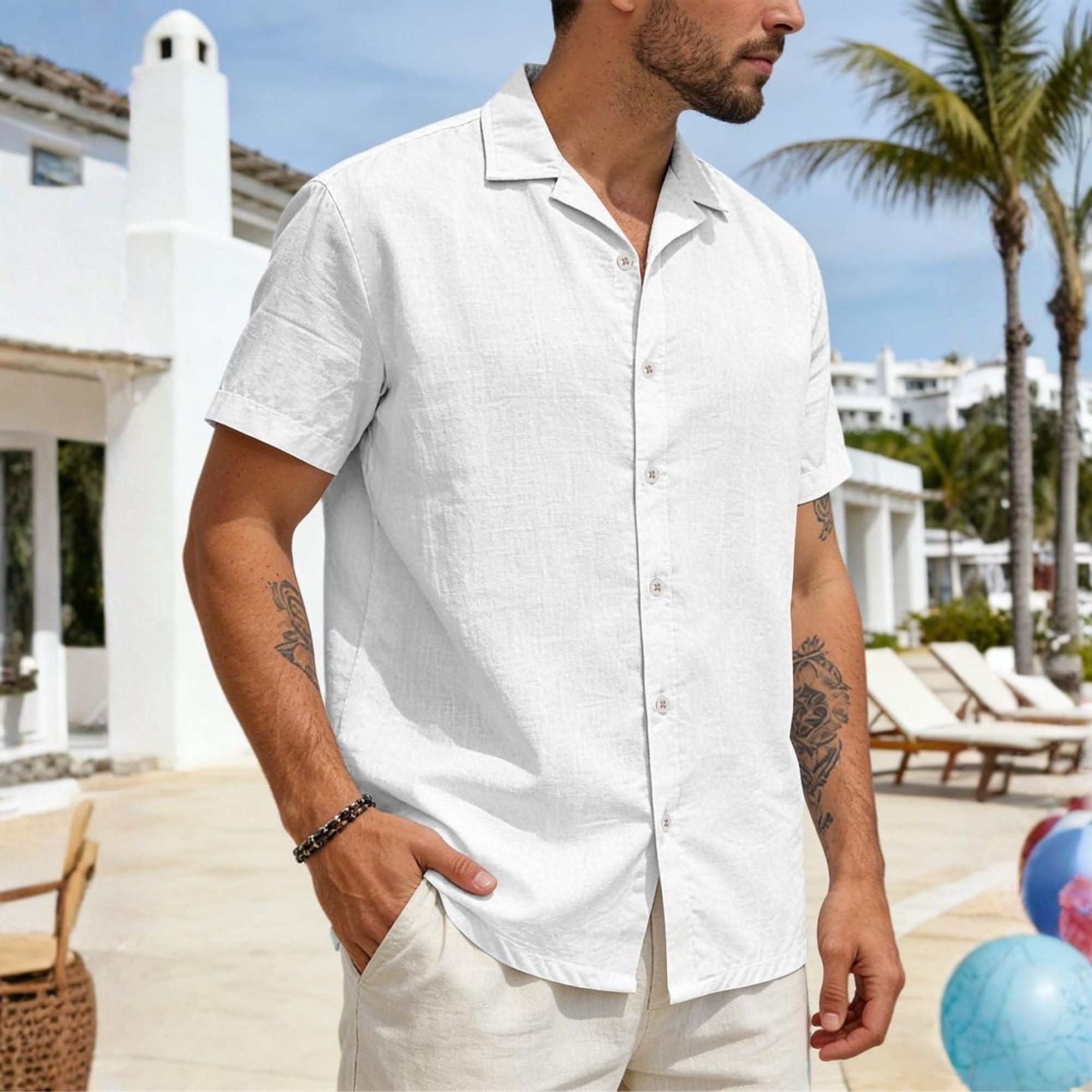 Vacation Style Lightweight Button Down Shirt