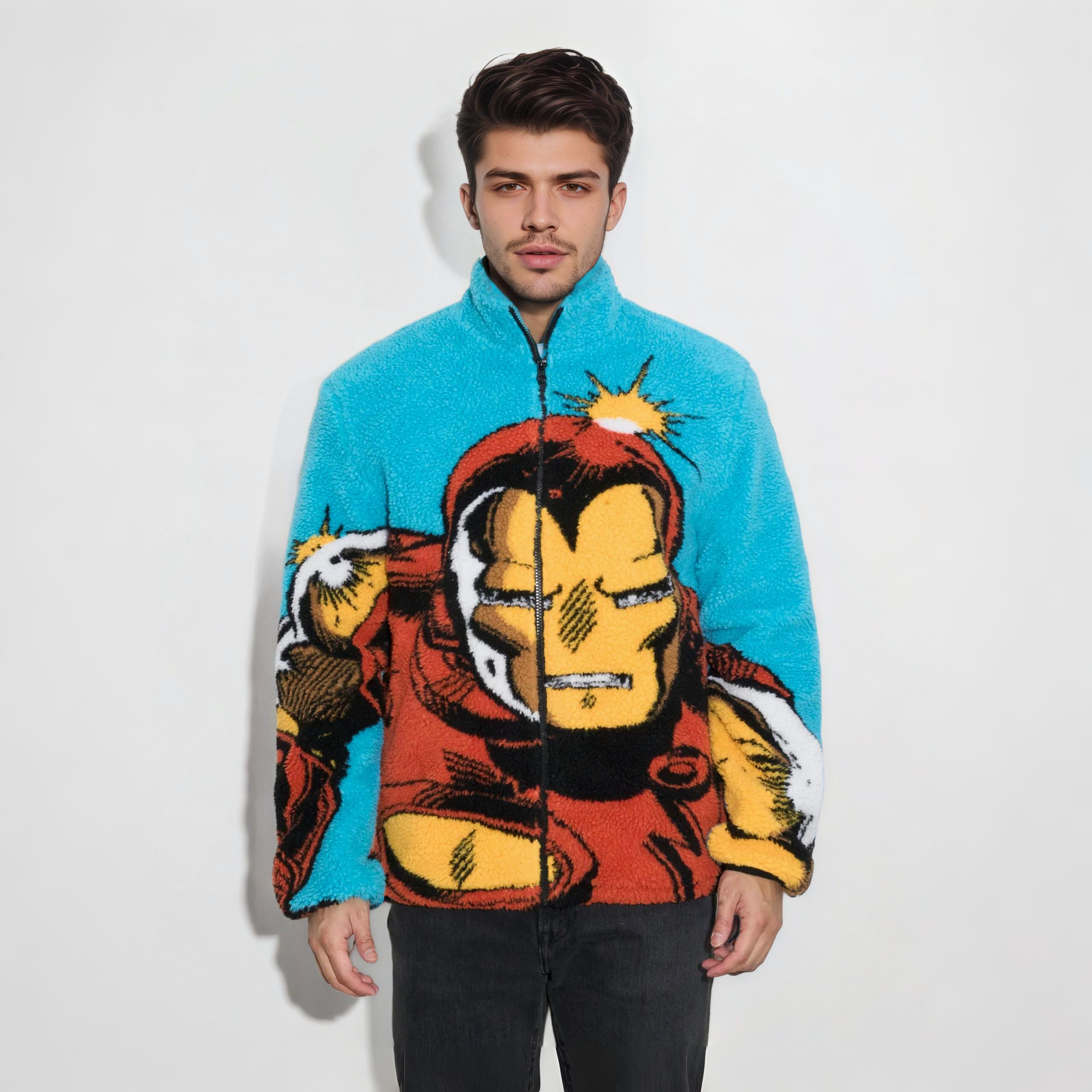 Vibrant Graphic Full Zip Fleece Sherpa Jacket