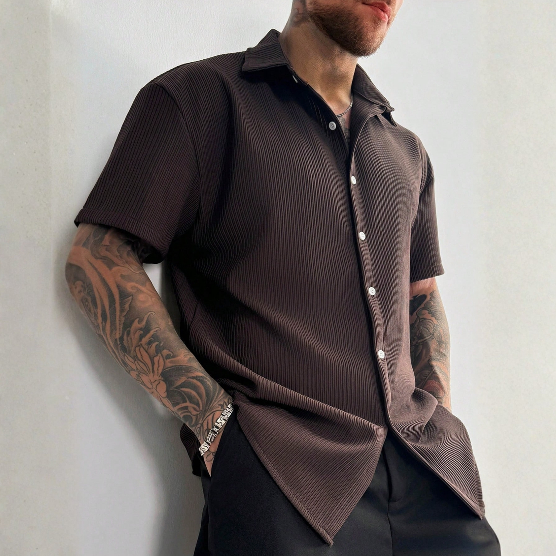 Vintage Men's Ribbed Knit Shirt