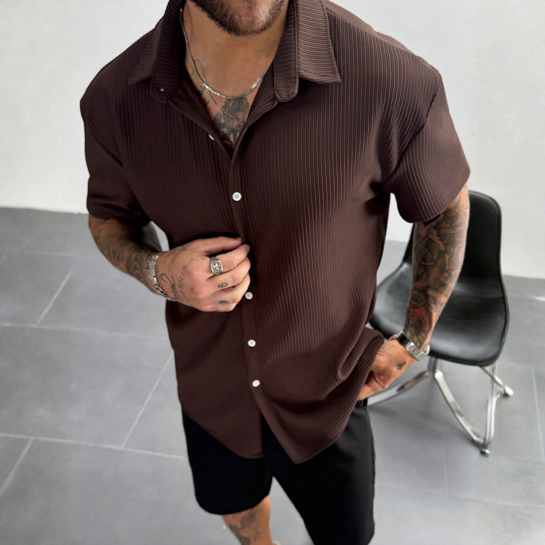 Vintage Men's Ribbed Knit Shirt