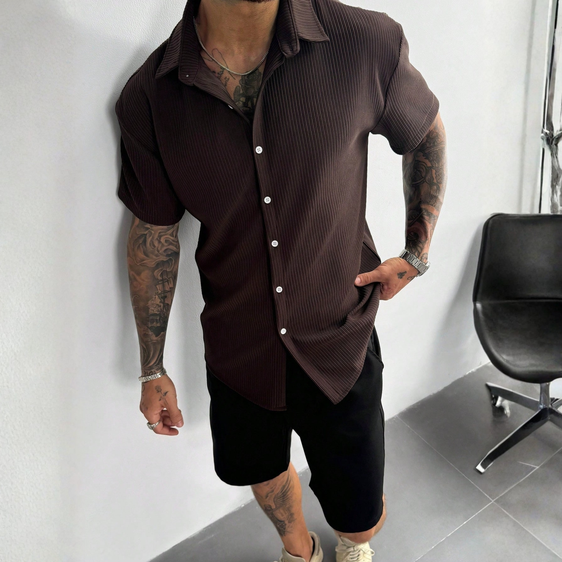 Vintage Men's Ribbed Knit Shirt