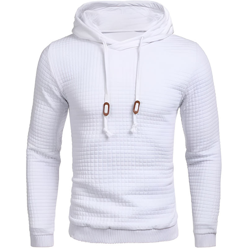 Waffle Knit Pullover Hoodie For Men