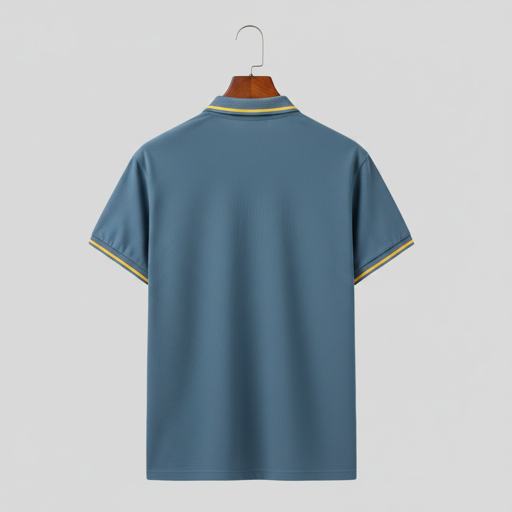 Contrast Color Short Sleeve Polo Shirt With Decorative Details For Men