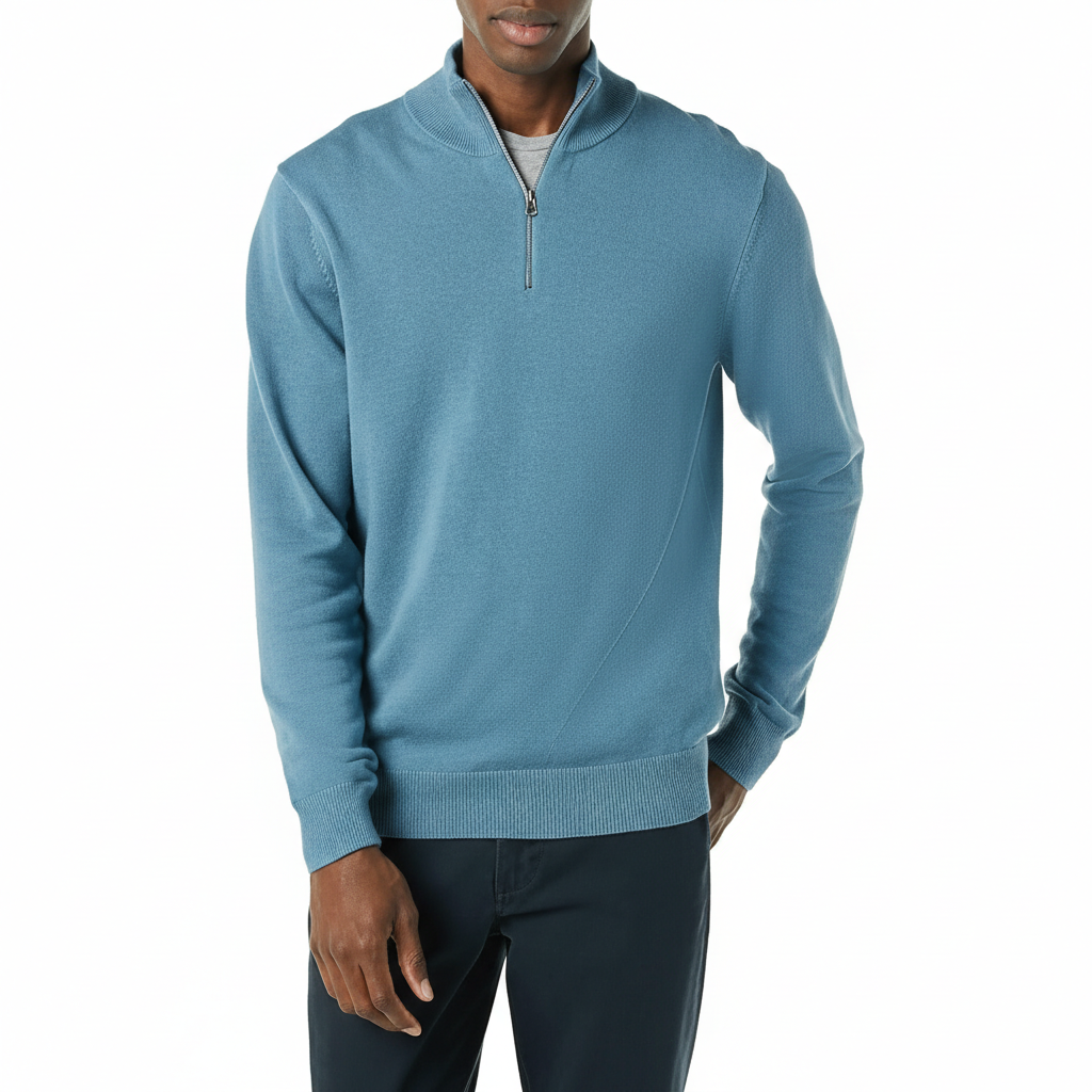 Quarter Zip Long Sleeve Knit Sweater