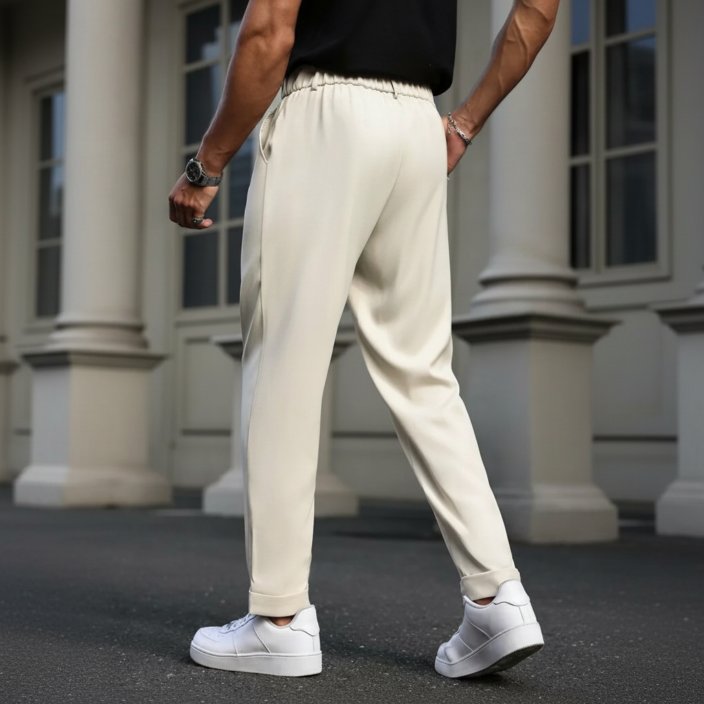 Straight Casual Trousers Retro British Style For Men