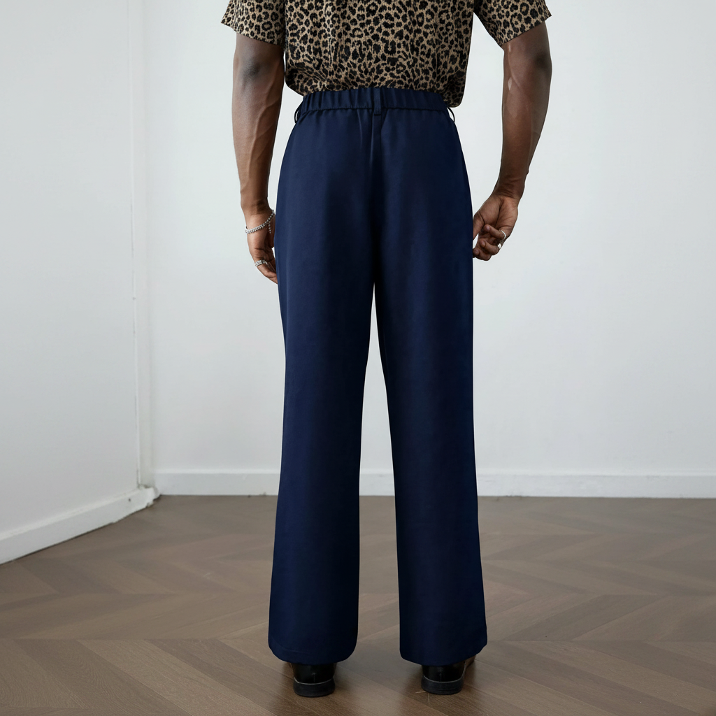 Wrinkle Resistant Wide Polyester Woven Trousers For Men