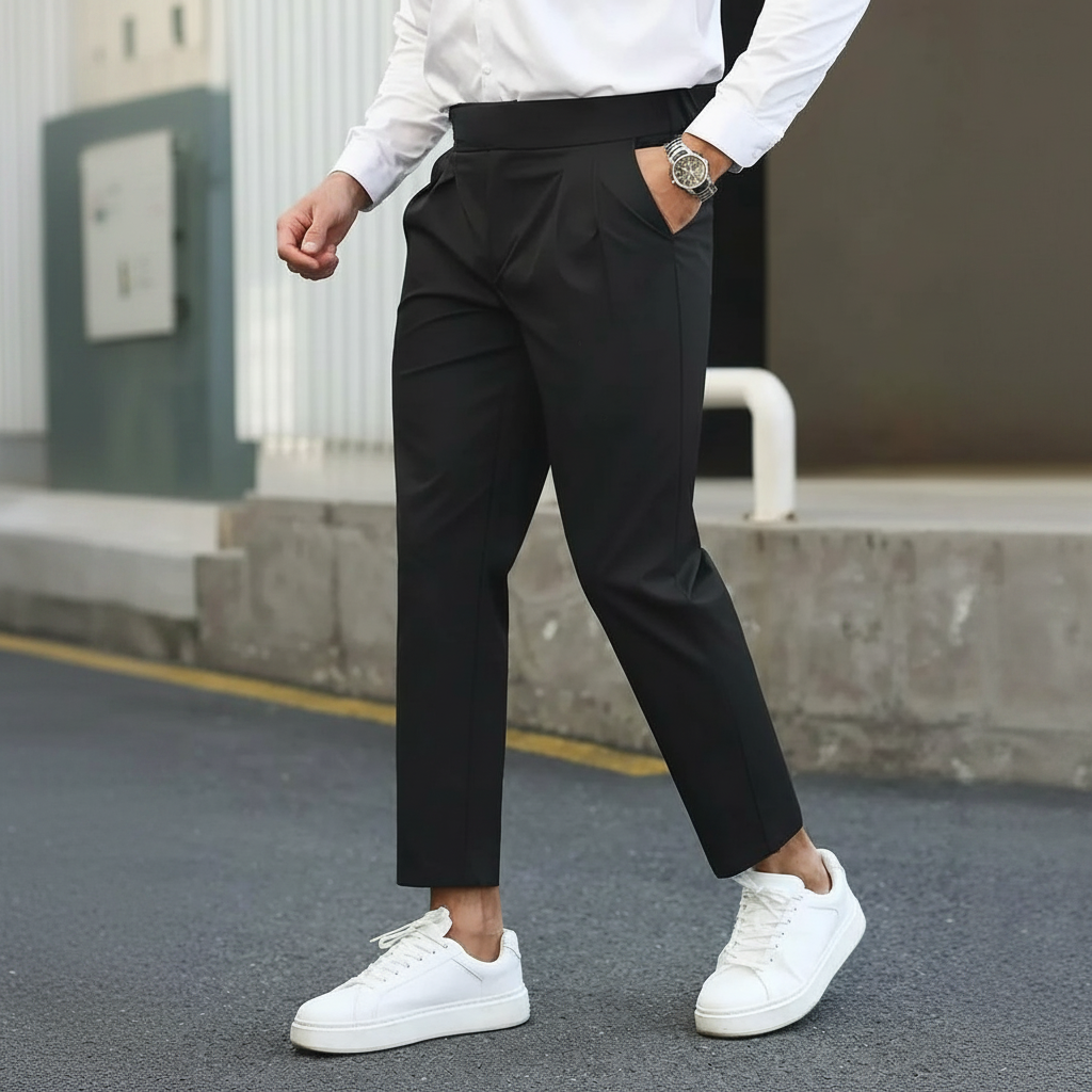 Straight Casual Trousers Retro British Style For Men
