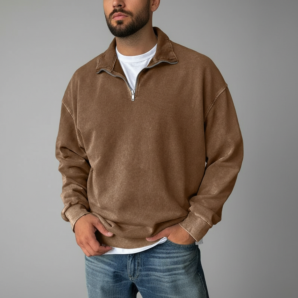 Half Zip Collar Sweatshirt For Men