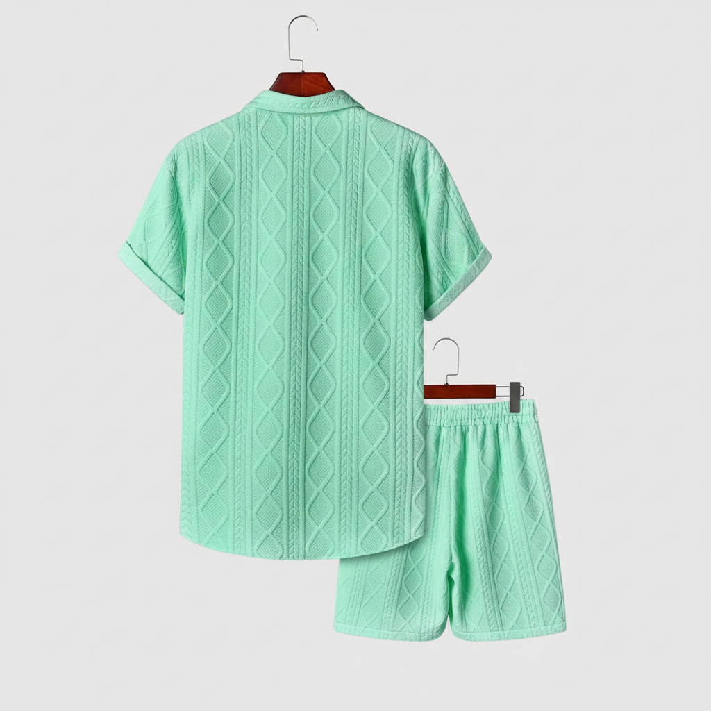Vacation Themed Casual Style Short Sleeve Shirt And Shorts Set For Men