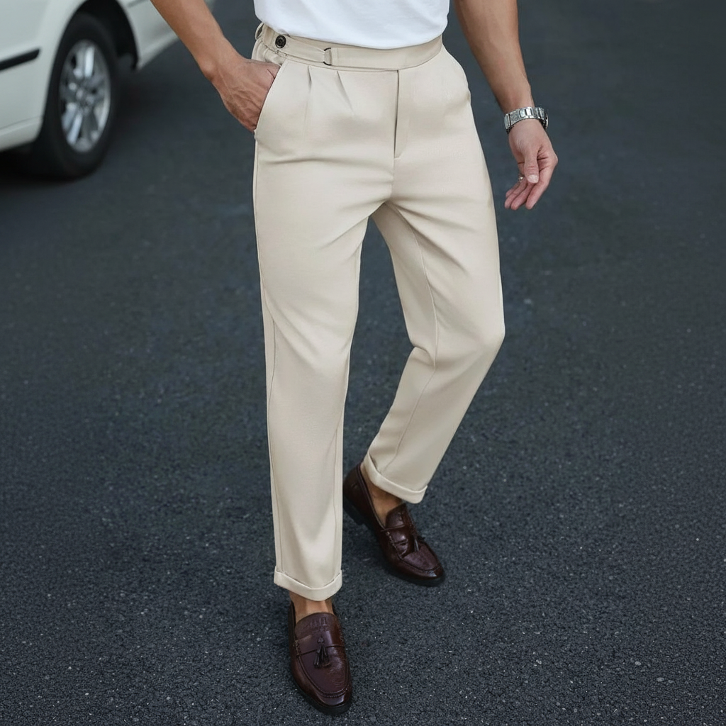 Straight Casual Trousers Retro British Style For Men