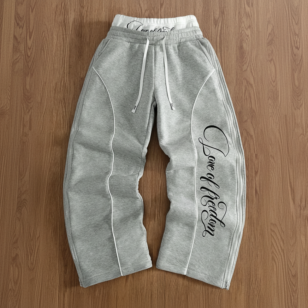 Street Style Wide Pants With Double Zipper And Side Panels