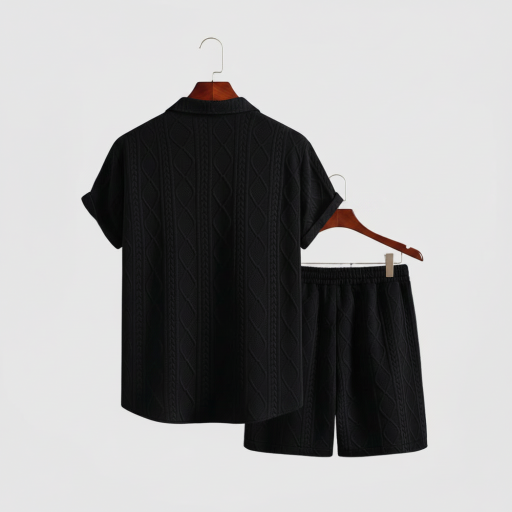 Vacation Themed Casual Style Short Sleeve Shirt And Shorts Set For Men