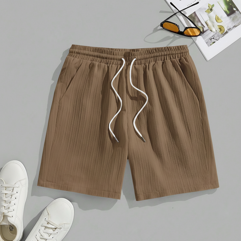Solid Color Drawstring Athletic Shorts With Pockets For Men