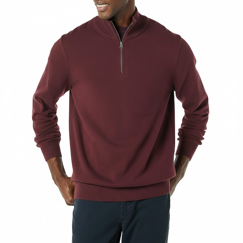 Quarter Zip Long Sleeve Knit Sweater