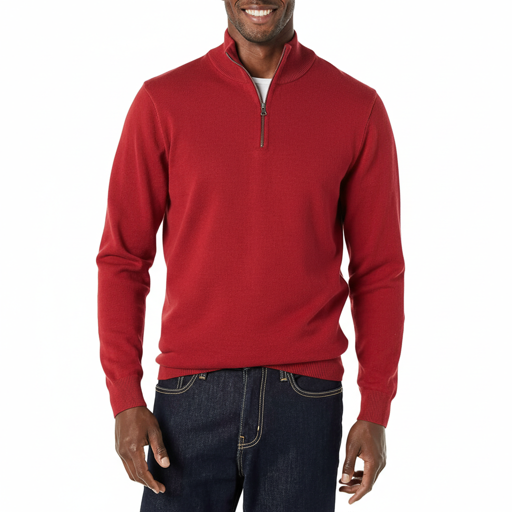 Quarter Zip Long Sleeve Knit Sweater