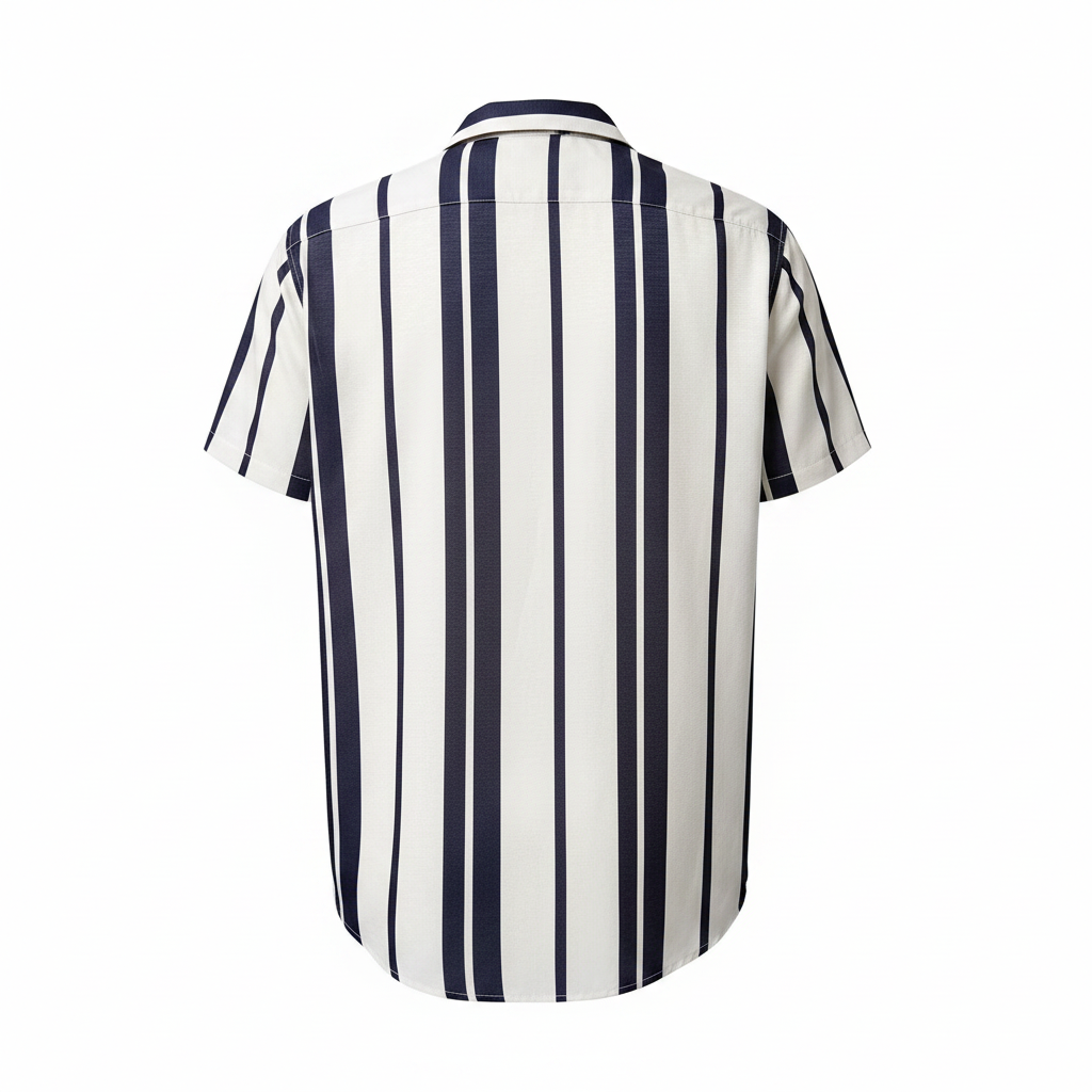Colorblock Striped Short Sleeve Shirt Cotton Blend For Men