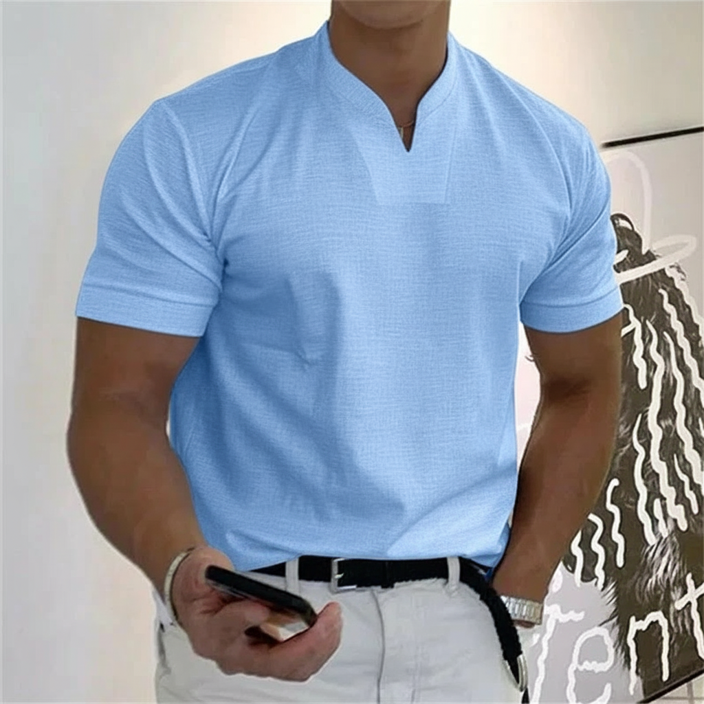 Short Sleeve V Style Casual Business T Shirt For Men