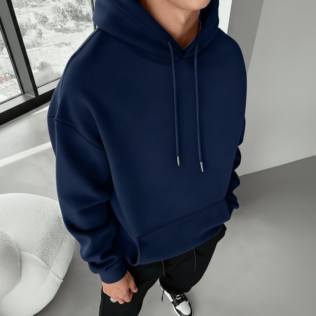 Rose Print Hoodie With Kangaroo Pocket For Men