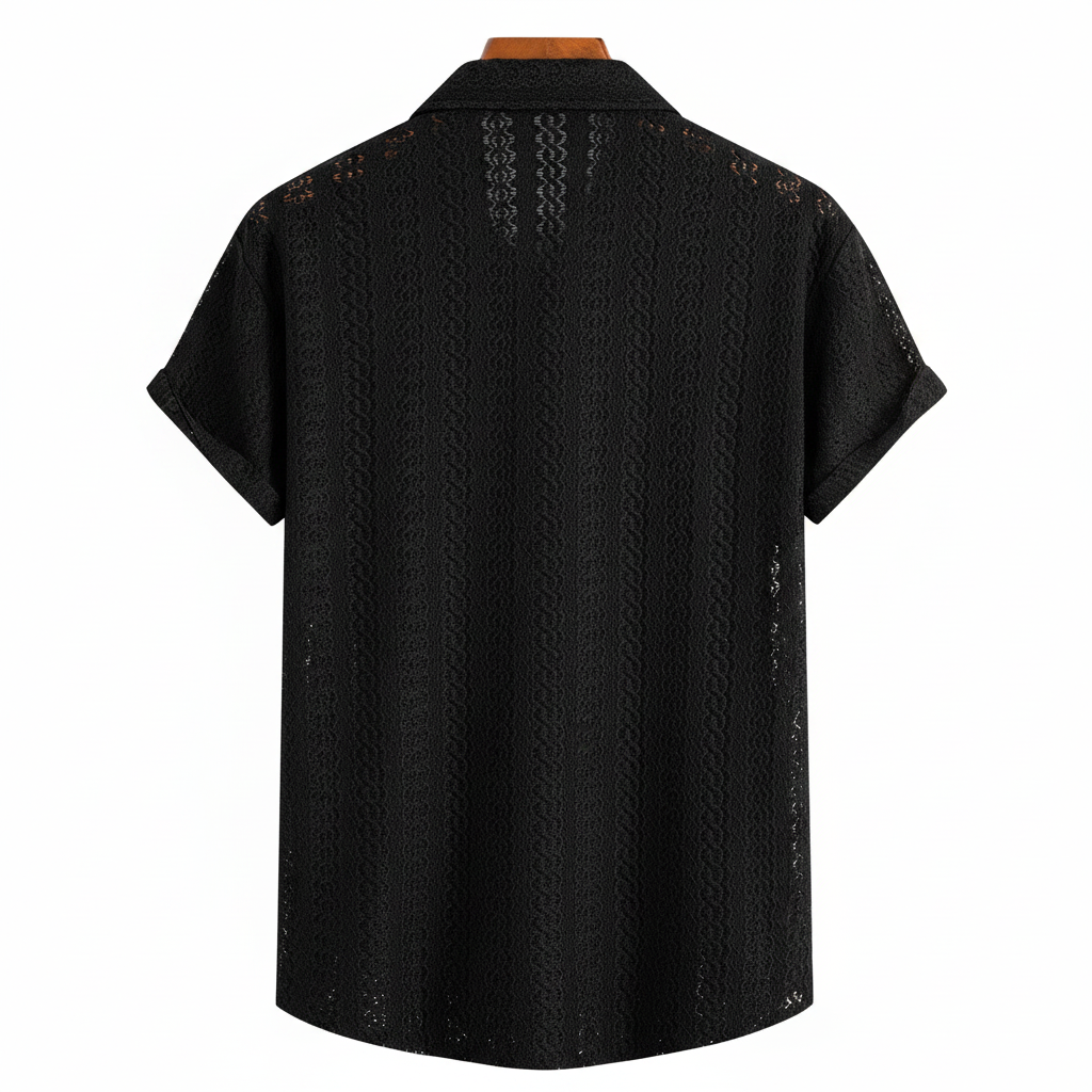 Knitted Knit Button Down Short Sleeve Shirt For Men