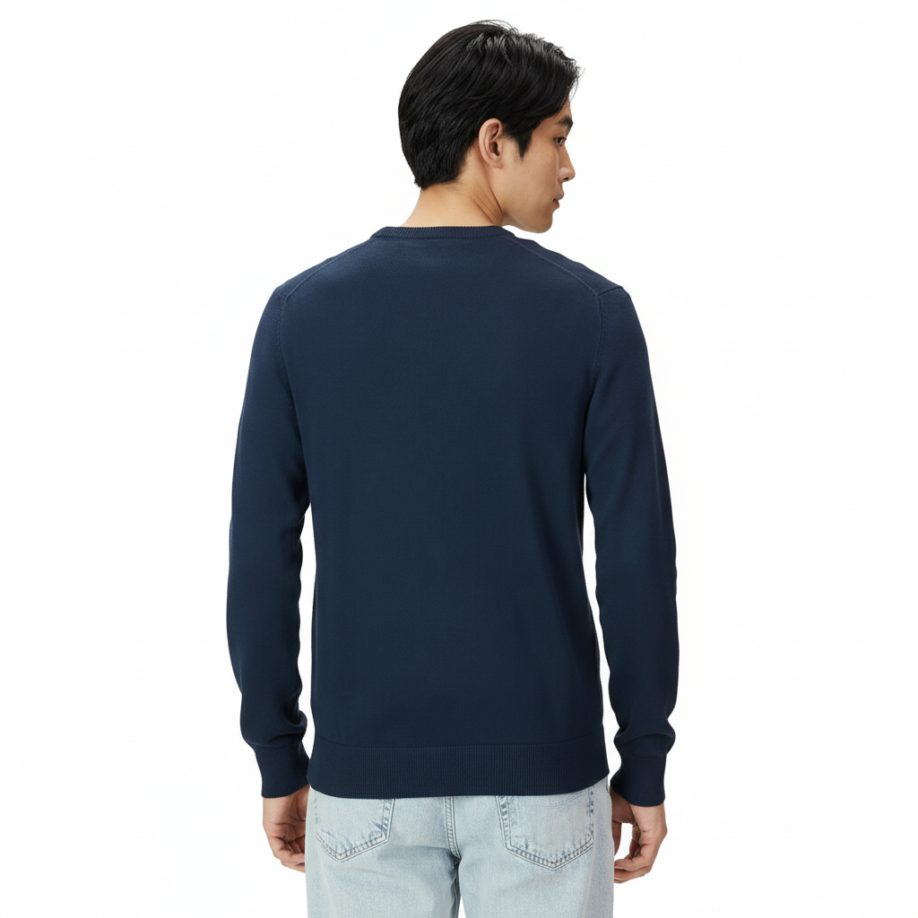 Men's Long-Sleeve Crewneck Sweater, 100% Cotton, Big & Tall Options Available
