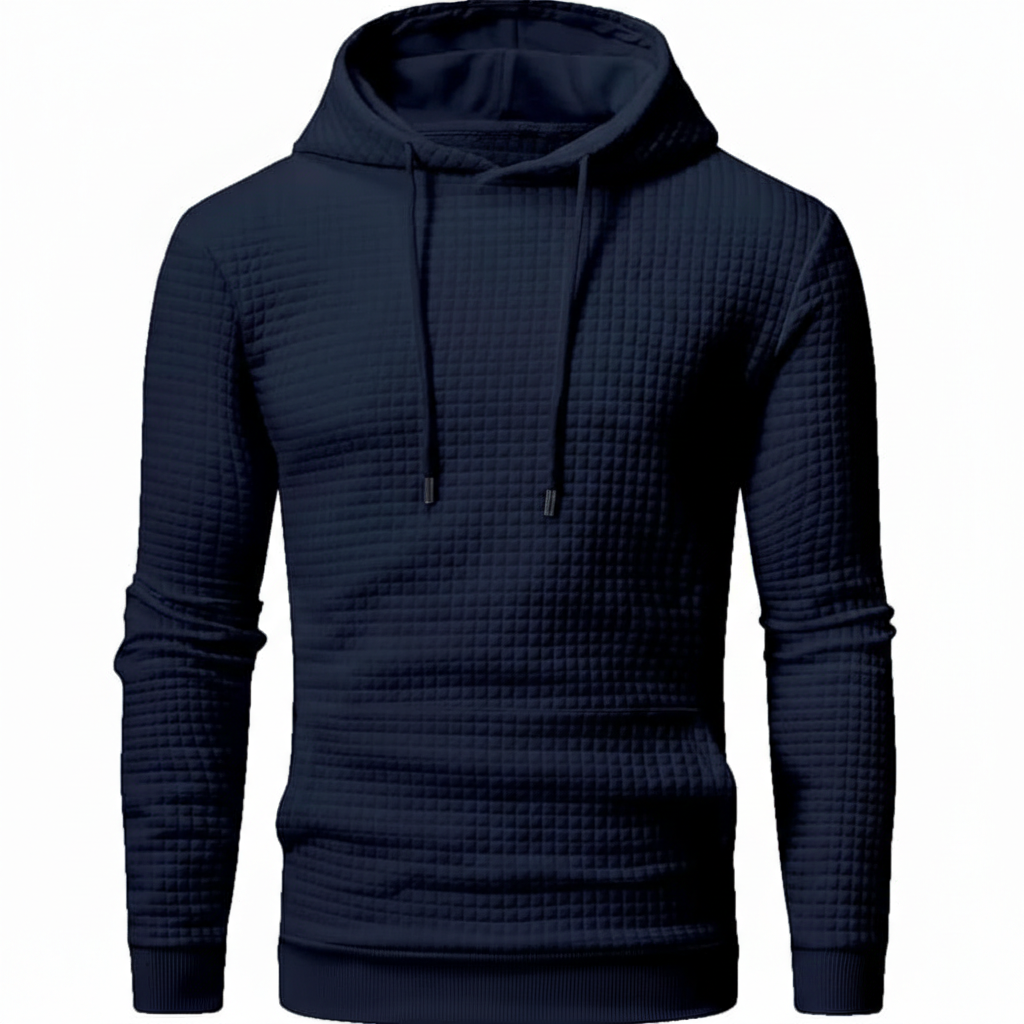  Mens Pullover Hoodies Plaid Jacquard Long Sleeve Drawstring Hipster