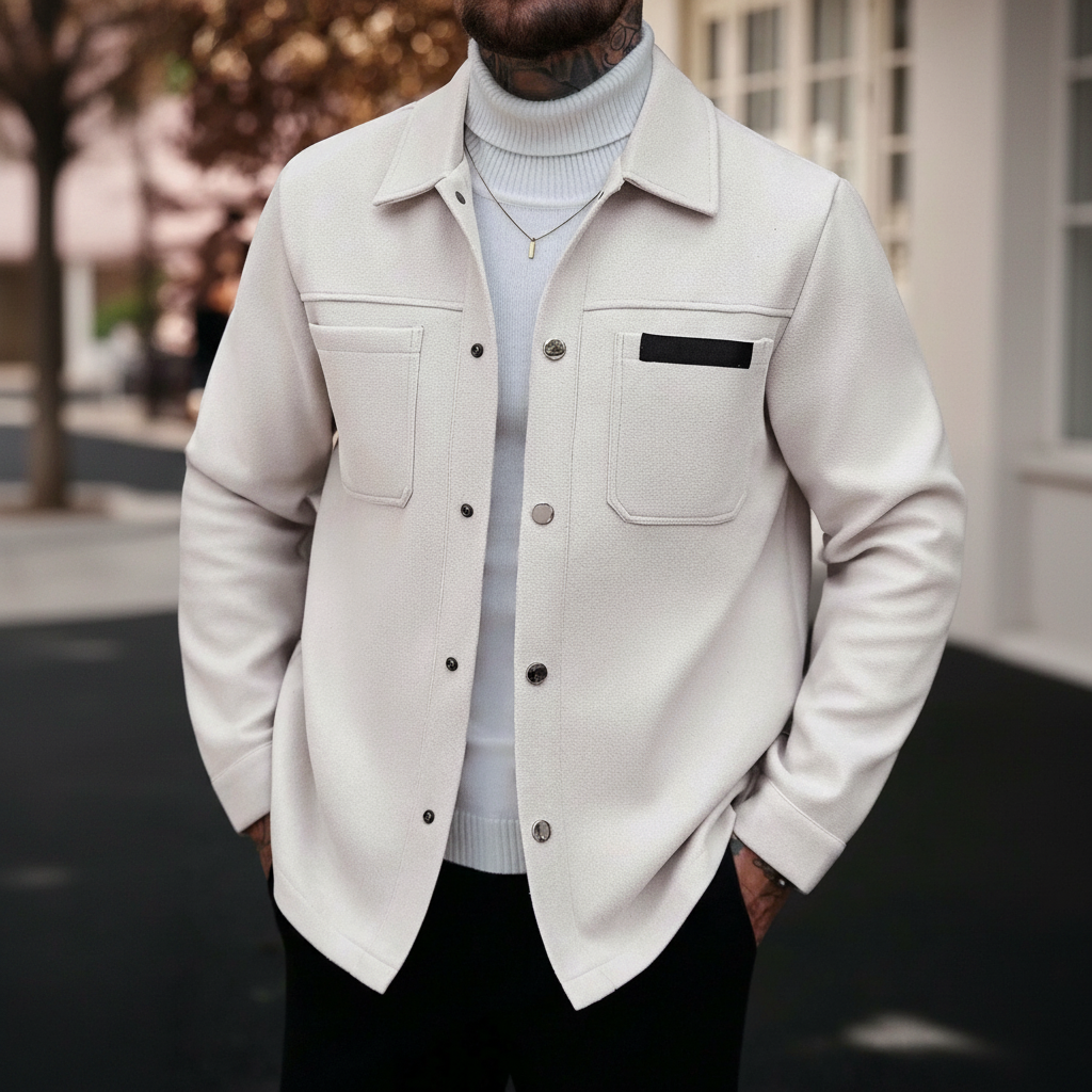 Button Up Casual Overcoat Long Sleeve For Men